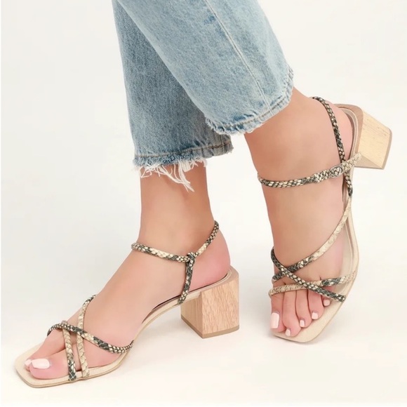 Dolce Vita Zayla snake-print leather sandal block heel - Picture 2 of 4